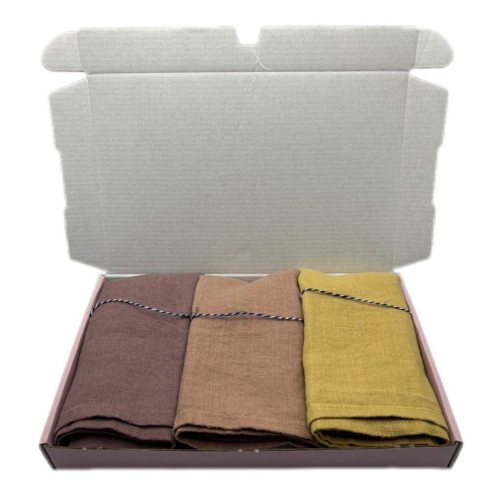 Geschenkbox 3er Set Leinen Geschirrtücher Sunrise Linen Tales nordery